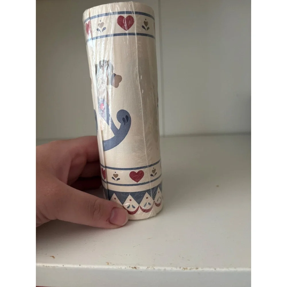 Vintage Rocking Horse Wallpaper Border Country Hearts Nursery Blue Red Cream NEW